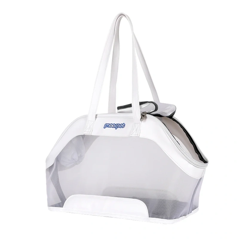 White Pet Carrier Bag for Small Dogs or Cats,Soft-Sided Portable Pet Travel Bag Carrier with Leatherette and Nylon Breathable