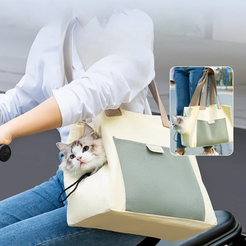 Cat Carrier Bag Pet Dog One Shoulder Canvas Transport Bag Fashion Portable Handbag Puppy Kitten Sling Bag Out Travel Backpack