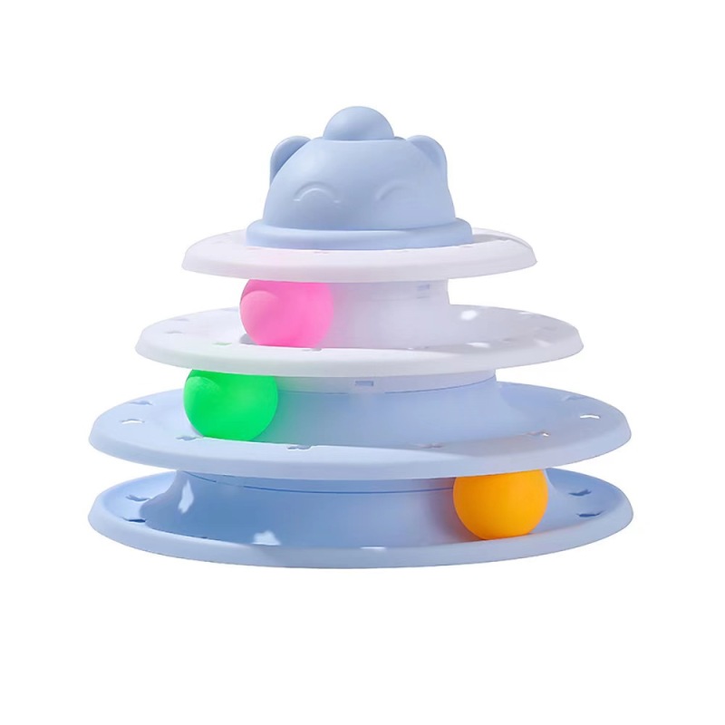 Pet Roller Turntable Cat Toys Balls with Colorful Balls Interactive Fun Mental Physical Exercise Puzzle Cat Toys