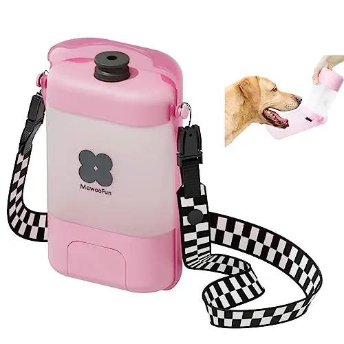 Mewoofun Portable Dog Water Bottle Foldable Dog Drinking BottleLeak Proof Water Bottle for Dogs and Cats with Strap 400ml