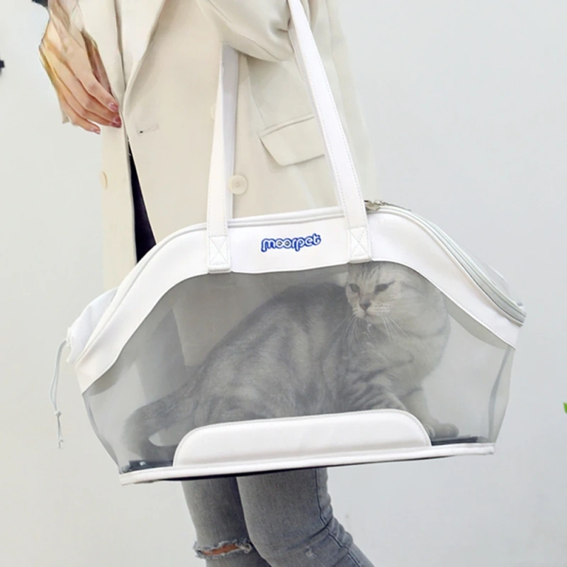 White Pet Carrier Bag for Small Dogs or Cats,Soft-Sided Portable Pet Travel Bag Carrier with Leatherette and Nylon Breathable