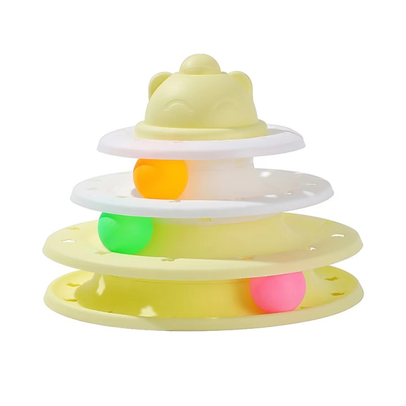 Pet Roller Turntable Cat Toys Balls with Colorful Balls Interactive Fun Mental Physical Exercise Puzzle Cat Toys