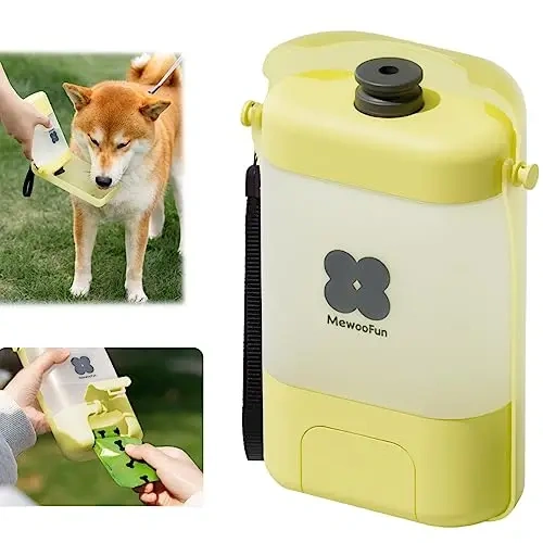Mewoofun Portable Dog Water Bottle Foldable Dog Drinking BottleLeak Proof Water Bottle for Dogs and Cats with Strap 400ml