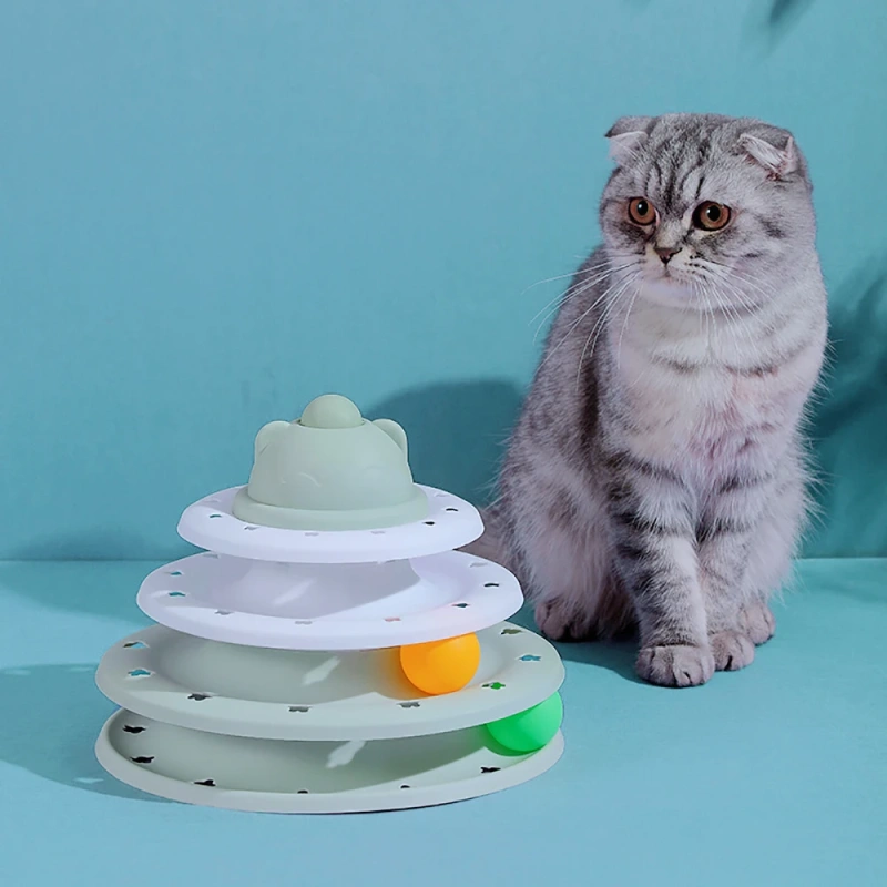 Pet Roller Turntable Cat Toys Balls with Colorful Balls Interactive Fun Mental Physical Exercise Puzzle Cat Toys