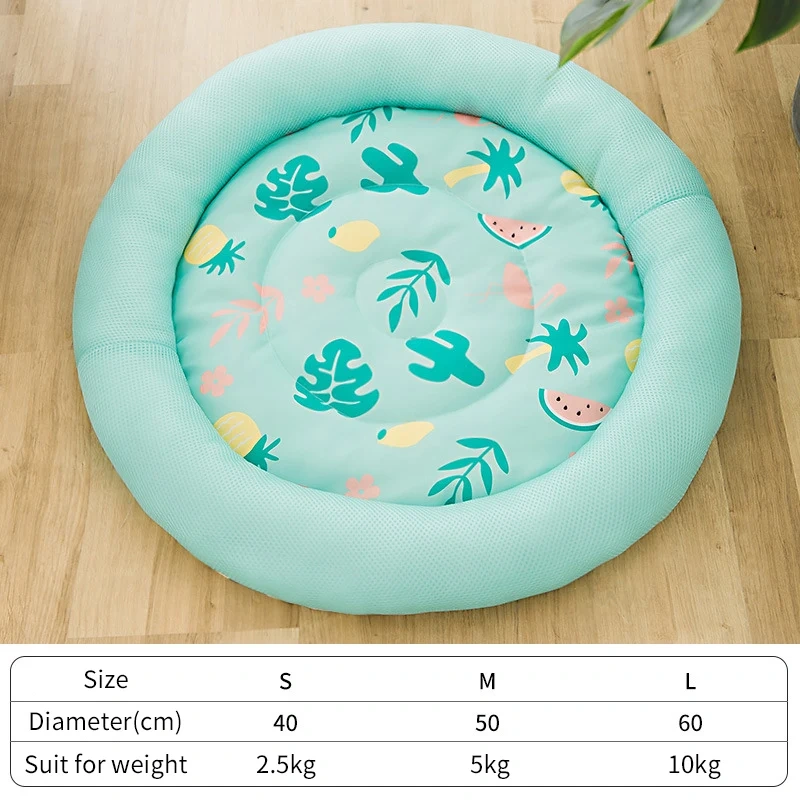 S-L Summer Cooling Pet Dog Mat Ice Pad Dog Sleeping Round Mats For Dogs Cats Pet Kennel Top Quality Cool Cold Silk Dog Bed