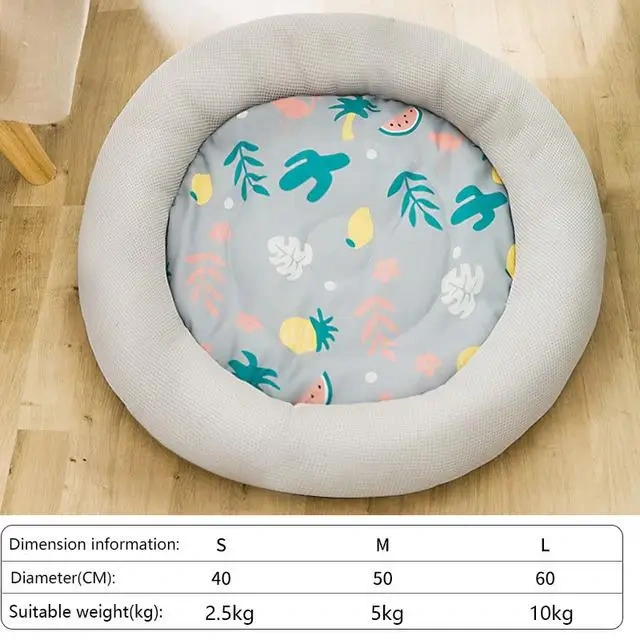 S-L Summer Cooling Pet Dog Mat Ice Pad Dog Sleeping Round Mats For Dogs Cats Pet Kennel Top Quality Cool Cold Silk Dog Bed