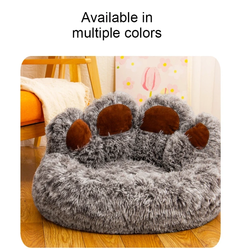 Kimpets Dog Sofa Beds Nest For Cat Nest Creative Cute Bear Paw Long Hair Warm All Seasonal Universal Dog Nest Mat  Accessories