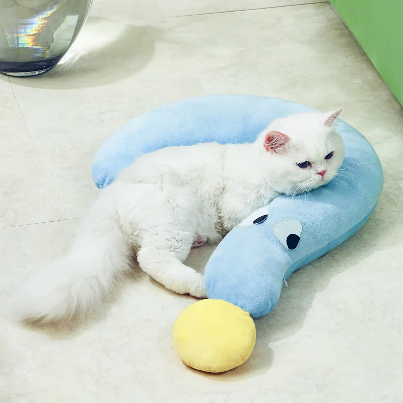 Cat Summer U-shaped Small Pillow Dog Fashion Neck Protection Deep Sleep Soft Calming Toy Teddy Bear Pomeranian Supplies Dog Mat