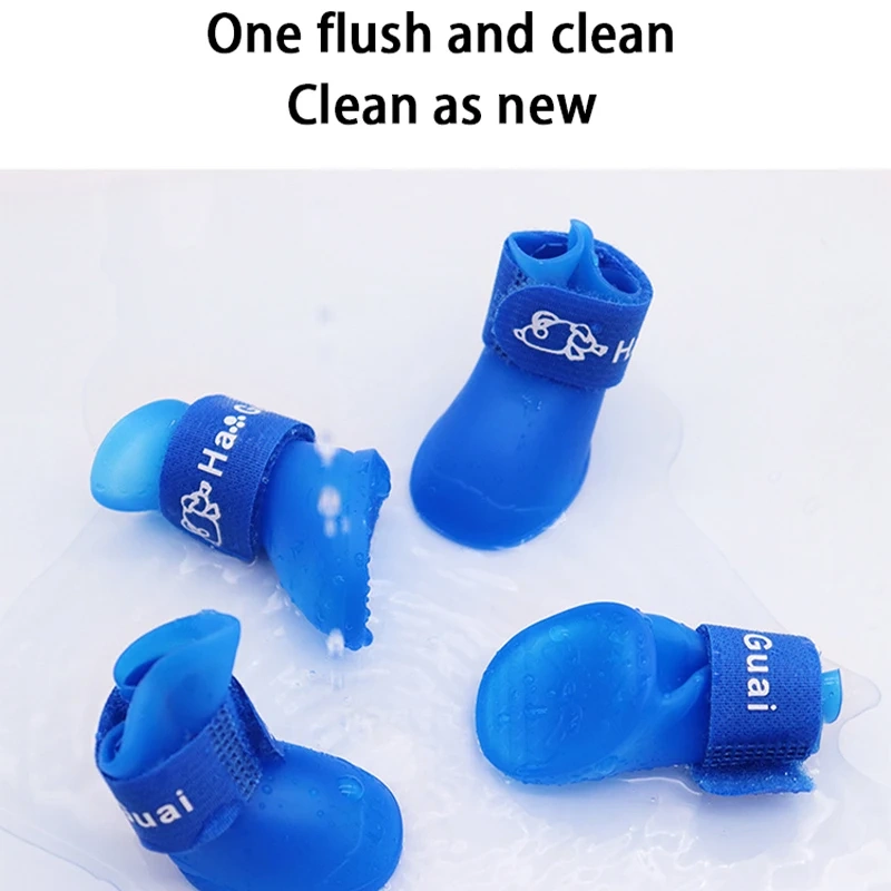 Pet silicone rain shoes anti-dirty non-slip waterproof dog shoes soft bottom footwear small dogs cats teddy Shoes