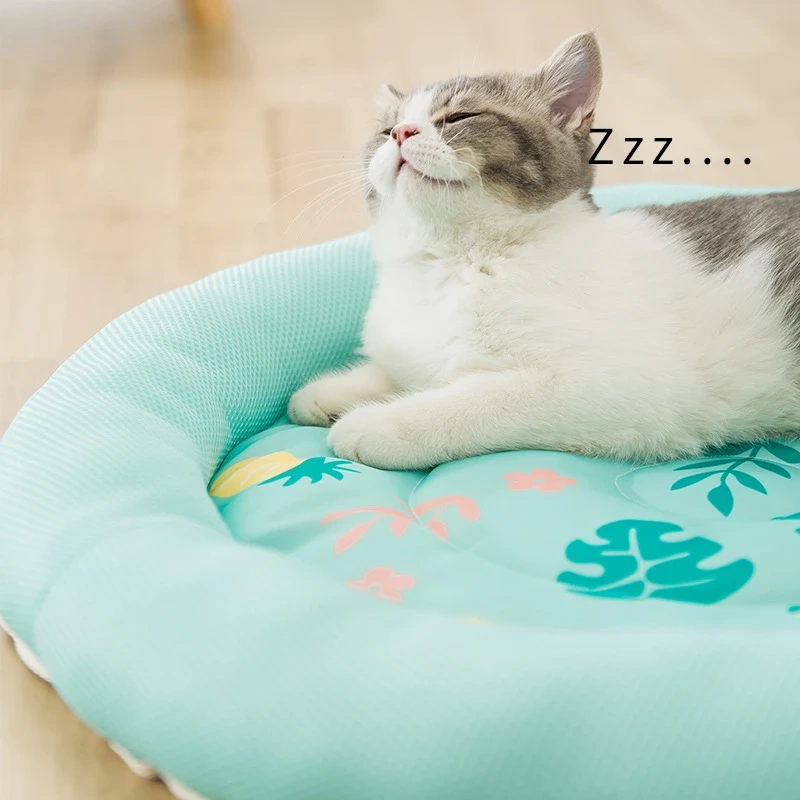 S-L Summer Cooling Pet Dog Mat Ice Pad Dog Sleeping Round Mats For Dogs Cats Pet Kennel Top Quality Cool Cold Silk Dog Bed