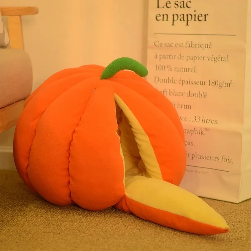 Funny Fruit Design Cat House Nest Winter Warm Pet Cat Mat Pumpkin Nest Cute Fruit Modeling Dog House For Small Dog Teddy Dog Bed