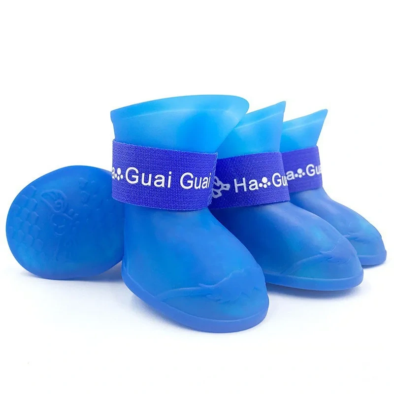Pet silicone rain shoes anti-dirty non-slip waterproof dog shoes soft bottom footwear small dogs cats teddy Shoes