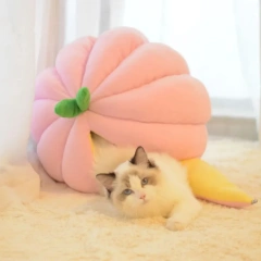 Funny Fruit Design Cat House Nest Winter Warm Pet Cat Mat Pumpkin Nest Cute Fruit Modeling Dog House For Small Dog Teddy Dog Bed