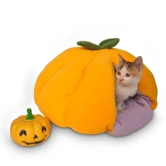 Funny Fruit Design Cat House Nest Winter Warm Pet Cat Mat Pumpkin Nest Cute Fruit Modeling Dog House For Small Dog Teddy Dog Bed