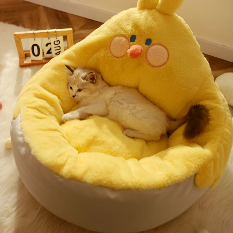 Hoopet Winter Warm Pet House Sweet Cat Bed Cozy Kitten Lounger Cushion Soft Basket for Cats Small Dogs Sleeping Mat Pet Supplies