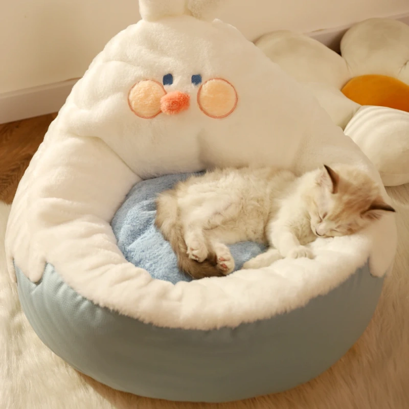 Hoopet Winter Warm Pet House Sweet Cat Bed Cozy Kitten Lounger Cushion Soft Basket for Cats Small Dogs Sleeping Mat Pet Supplies