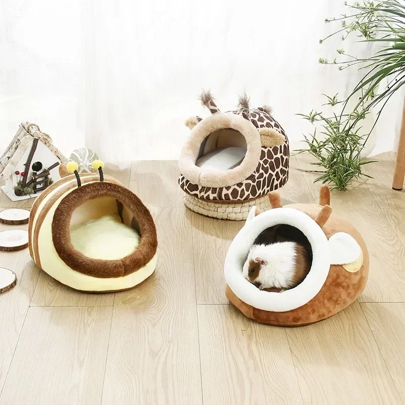 Super Warm Pet Sleep House Hamster Nest Cute Giraffe Shape Guinea Pig Cage Small Animal Accessories zabawki dla świnek morskich