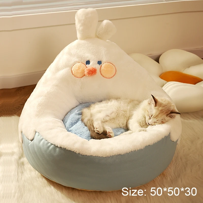 Hoopet Winter Warm Pet House Sweet Cat Bed Cozy Kitten Lounger Cushion Soft Basket for Cats Small Dogs Sleeping Mat Pet Supplies