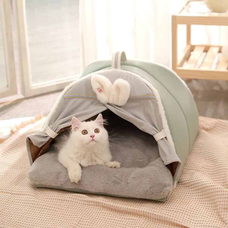 HOOPET Winter Cat Tent Warm Bed for Cats Sleeping Removable Thick Cushion for Dog Sleeping Sofa Cat Nest House Pet Supplies