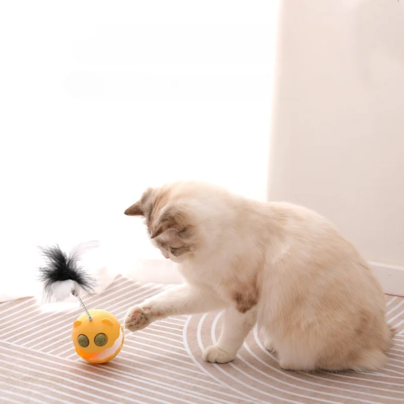 Stubborn Cat Toy Self Hi Cat Mint Ball Feather Cat Toy