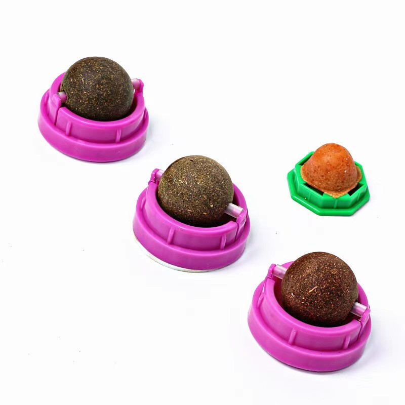 Catnip Cat Wall Sticky Ball Toy Scratcher Treatment Health Natural Removal Ball Promote Digestion Cat Grass Snacks Four Pack