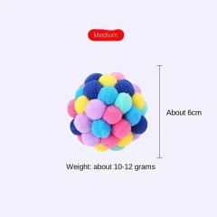Pet Toys with Bells Plush Pom-poms for Cats and Dogs Toys Pet Elastic Bell Ball Toys Colorful Pom-poms Pet Cat Toys with Bells