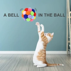 Pet Toys with Bells Plush Pom-poms for Cats and Dogs Toys Pet Elastic Bell Ball Toys Colorful Pom-poms Pet Cat Toys with Bells