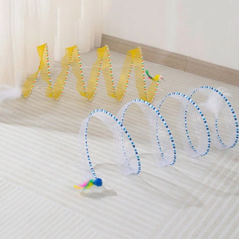 Foldable Cat Coil Tunnel Toys New S-Shape Colorful Coil Spiral Toy Stretchable Pet Supplies Pet Interactive Toy