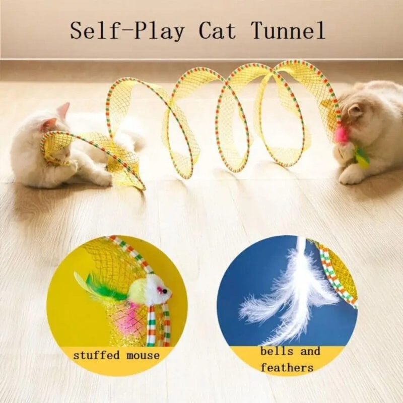 Foldable Cat Coil Tunnel Toys New S-Shape Colorful Coil Spiral Toy Stretchable Pet Supplies Pet Interactive Toy
