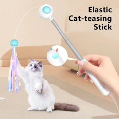 Cat Toys Cat Teaser Stick Freely Retractable and Replaceable Feather Toy Head Small and Flexible Cats Mint Pet Supplies