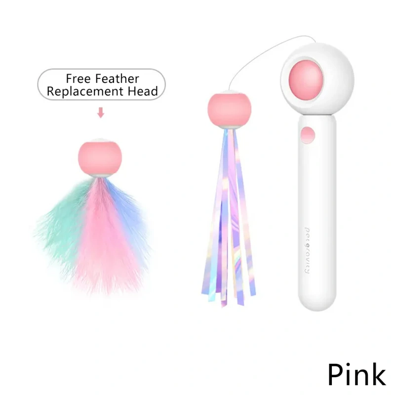 Cat Toys Cat Teaser Stick Freely Retractable and Replaceable Feather Toy Head Small and Flexible Cats Mint Pet Supplies