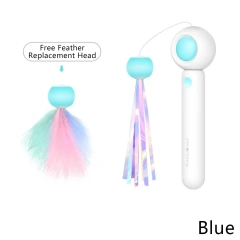 Cat Toys Cat Teaser Stick Freely Retractable and Replaceable Feather Toy Head Small and Flexible Cats Mint Pet Supplies
