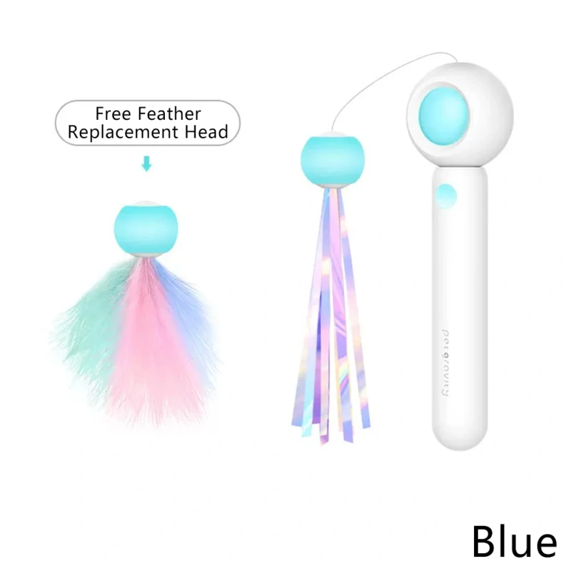 Cat Toys Cat Teaser Stick Freely Retractable and Replaceable Feather Toy Head Small and Flexible Cats Mint Pet Supplies