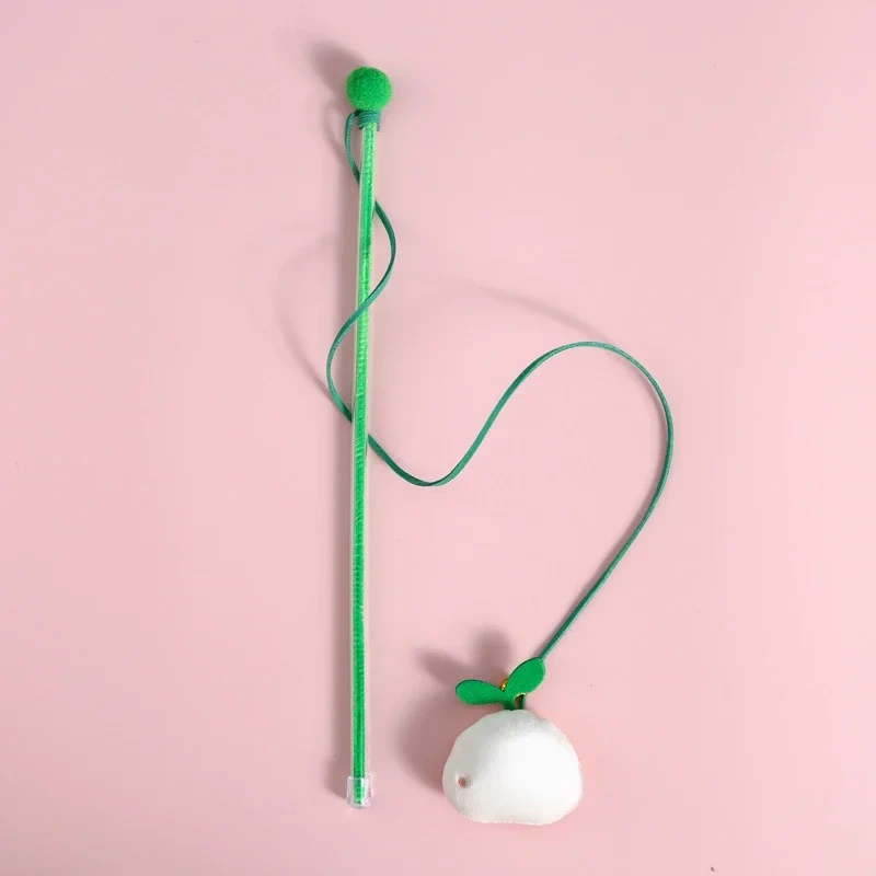 Cat Cartoon Plush Bell Funny Cat Stick Carpenterworm Sun Flower Bean Sprout Pet Interactive Vocal Toy Cat Accessories Pet Toys
