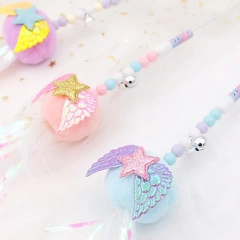 Cat Wand Toy Tassel Teaser Stick Cat Toys Interactive Kitten Toy Feather Wand for Indoor Cats Playing Exercise Pet Supplies