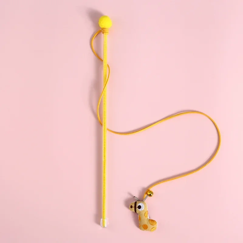 Cat Cartoon Plush Bell Funny Cat Stick Carpenterworm Sun Flower Bean Sprout Pet Interactive Vocal Toy Cat Accessories Pet Toys