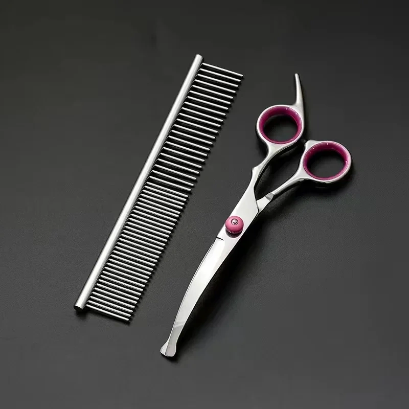 Premium Titanium Coated Dog Grooming Scissors with Safety Round Tips - Professional Grade Kit for Precise and Safe Trimming