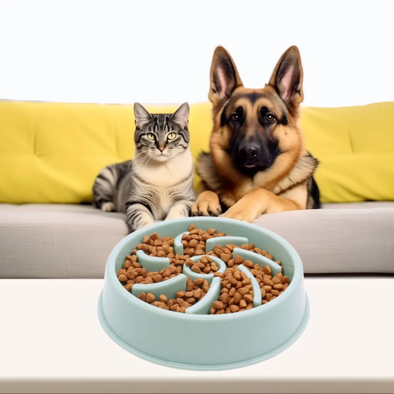 Pet Slow Food Bowl Anti-choking Feeder PP Plastic Dish Bowl Home Dog Eating Plate Anti-gulping Feeding Supplies
