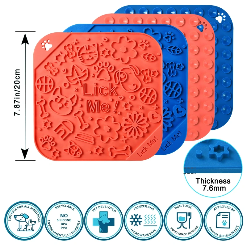 Pet Lick Pad Slower Feeder Pad Cats Dog Mat Feeding Cats Dogs Licking Mat Pet Bathing Distraction Pads Silicone Dispenser
