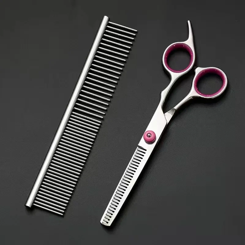 Premium Titanium Coated Dog Grooming Scissors with Safety Round Tips - Professional Grade Kit for Precise and Safe Trimming