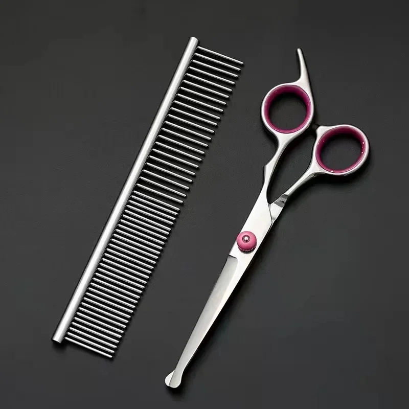 Premium Titanium Coated Dog Grooming Scissors with Safety Round Tips - Professional Grade Kit for Precise and Safe Trimming