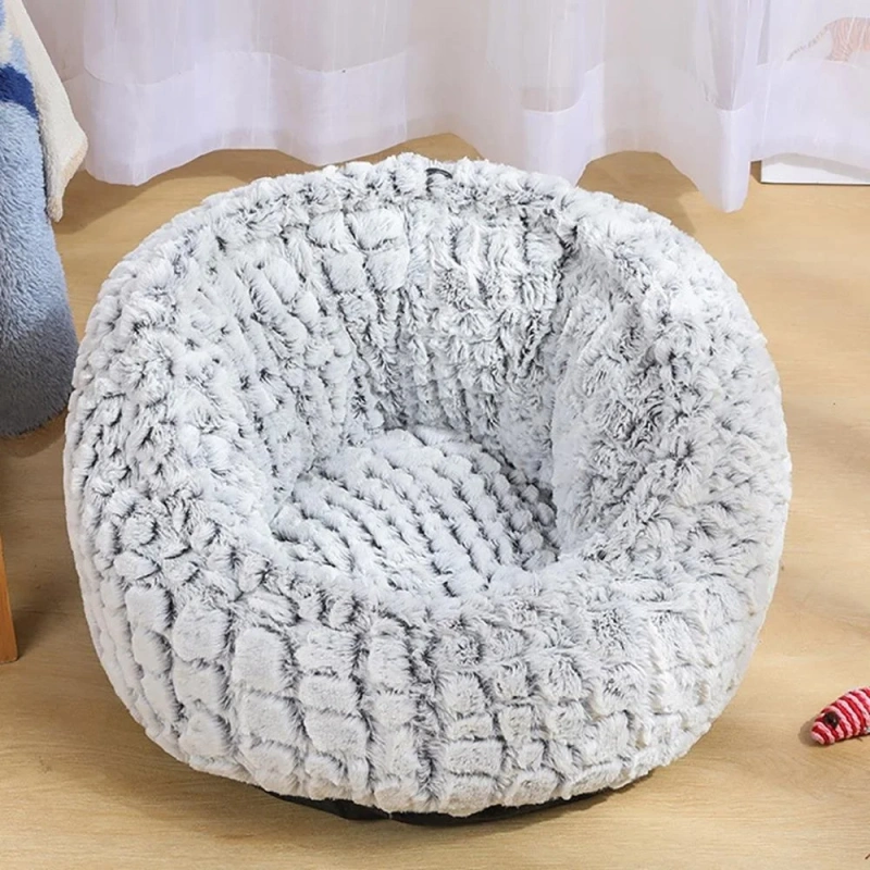 Dog Round Cat Winter Warm Sleeping Bag Long Plush Soft Pet Bed Calming Bed House  Comfortable Cat Litter Sleeping Bed