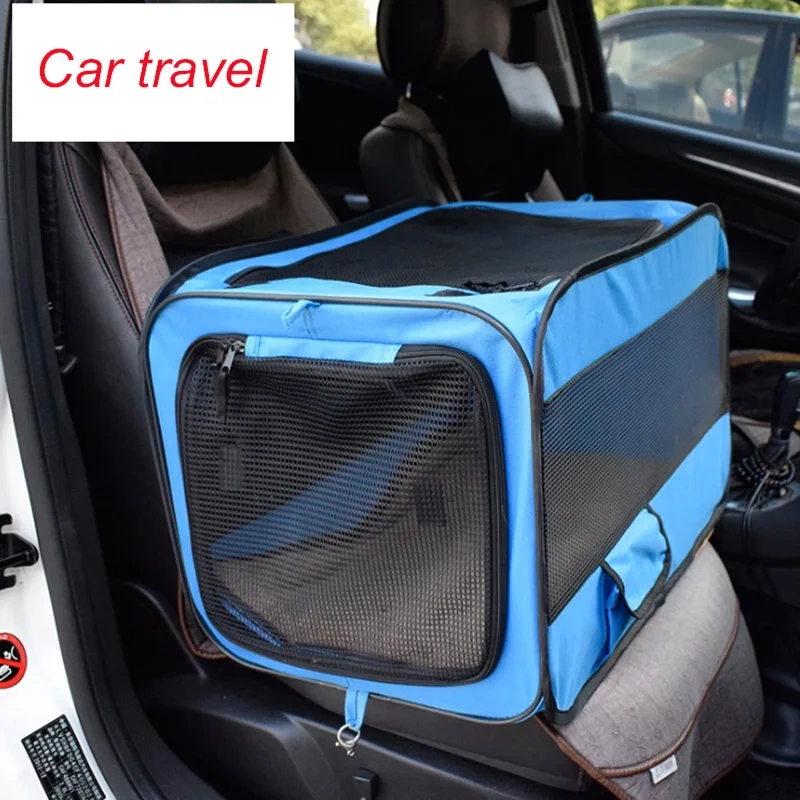 600D Oxford Pet Car Travel Accessories For Dogs Cats Carriers Foldable Portable Pet Cage Tent Kennel With Mat Outdoor