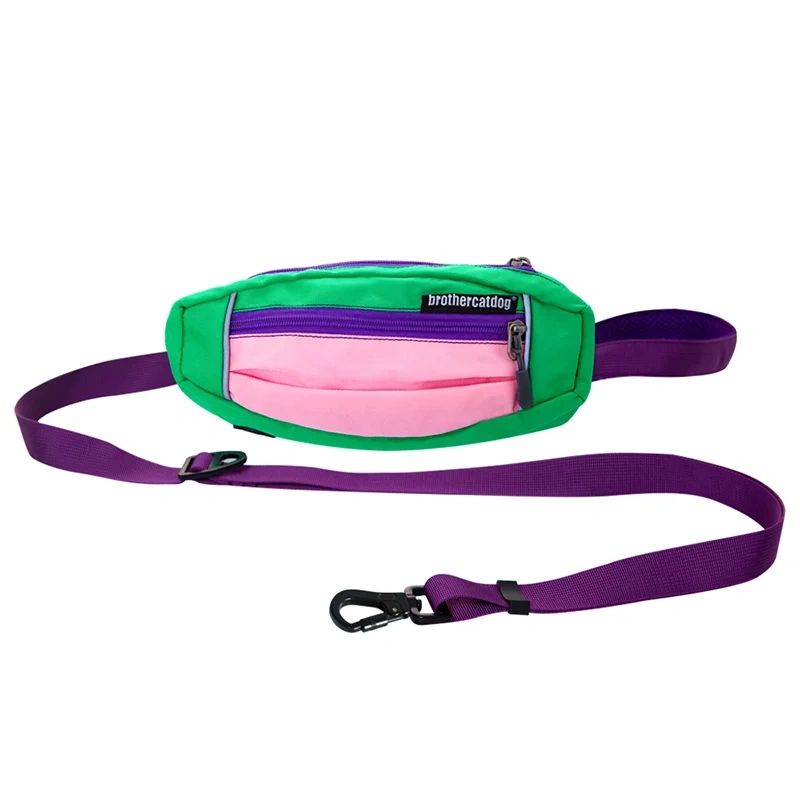 New Pet Dog Collar Soft Padded Comfortable Durable Nylon Pet Collar Multifunctional Dog Leash With Waist Bag Convenient Outdoor