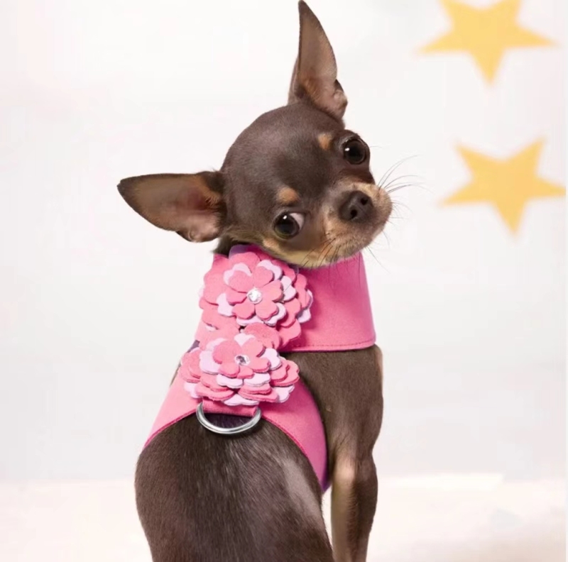 Hot selling  puppy dog harness  Lovely cat harness  Custom design soft fabric small dog harness and leash set