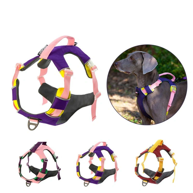 Dog Harness Breathable Sport Harness with Handle-Reflective Adjustable for Medium Large Dogs,Back/Front Clip for Easy Control