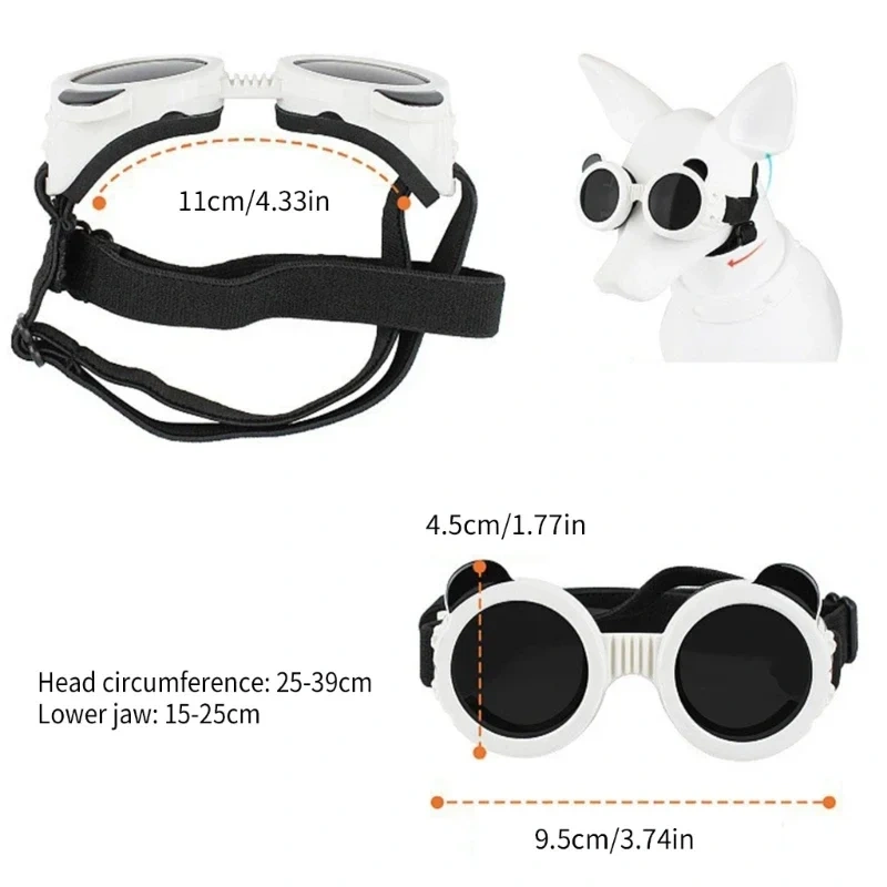 Pet Goggles for Small Dogs PVC Sun Protective Goggles with Adjust Belt Elastic Dog Goggles