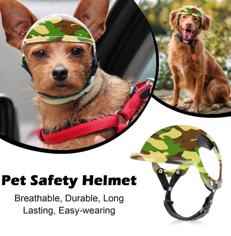 Pet Helmets Dog Cat Bicycle Motorcycle Helmet Outdoor Riding Dog Safety Hat For Traveling Head Protection Pet Travel Supplies