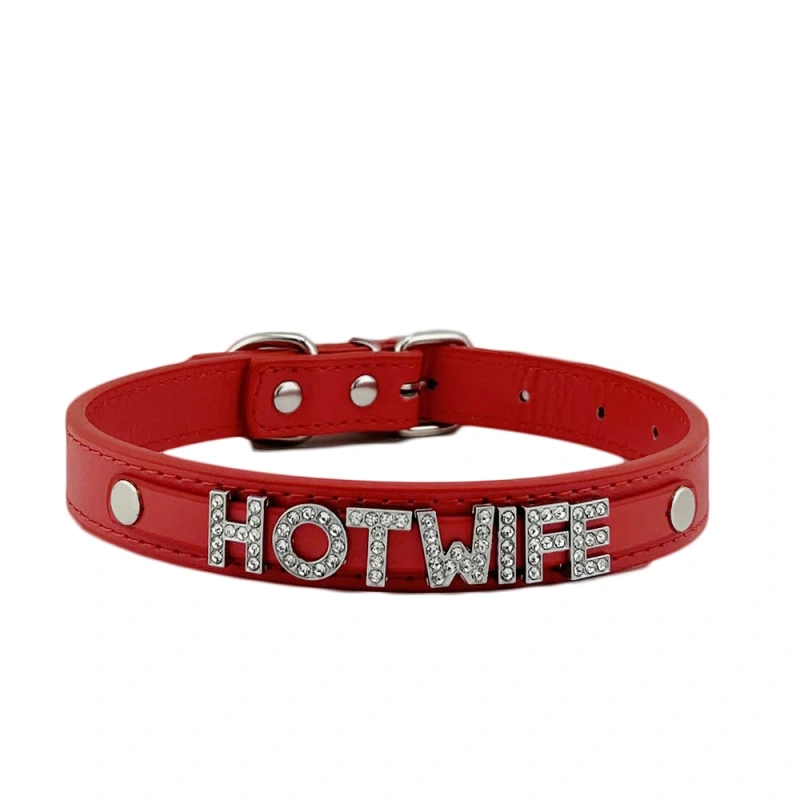 Fashion PU Leather Customized  Letters Daddy Slave Collar Sexy Rhinestone Bdsm Name Chocker Necklace Cosplay Jewelry
