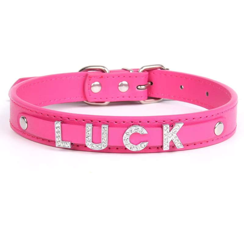 Fashion PU Leather Customized  Letters Daddy Slave Collar Sexy Rhinestone Bdsm Name Chocker Necklace Cosplay Jewelry
